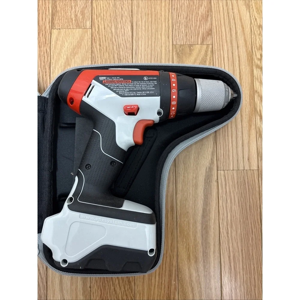 Black‎ & Decker VPX 7V Cordless Drill Set Driver, Case, Battery, Bits- Untested